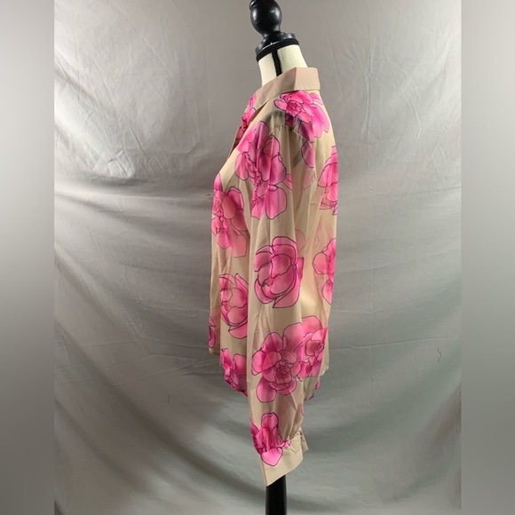 Sheer Floral Print Button Front Shirt - Picture 8 of 9